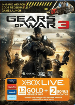 Купить 12 + 2 месяца золотого членства Xbox Live - Gears of War 3 Branded (Xbox One/360) (Xbox Live)